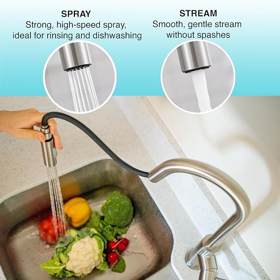 Dura Faucet DF-RK823-SN RV Pull-Down Sprayer Replacement (Satin Nickel) | Genuine Dura Faucet pull-down sprayer replacement. Swap the worn part, not the whole faucet.