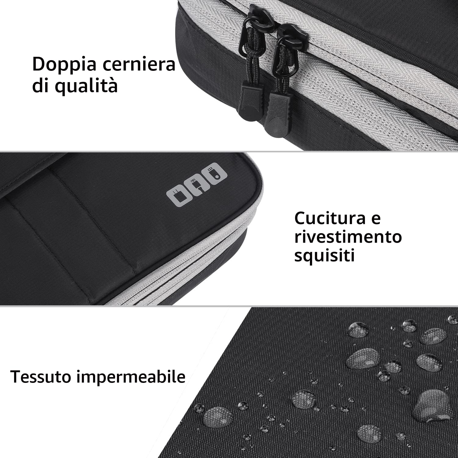 Cokia Borsa organizer per accessori elettronici da viaggio a doppio strato