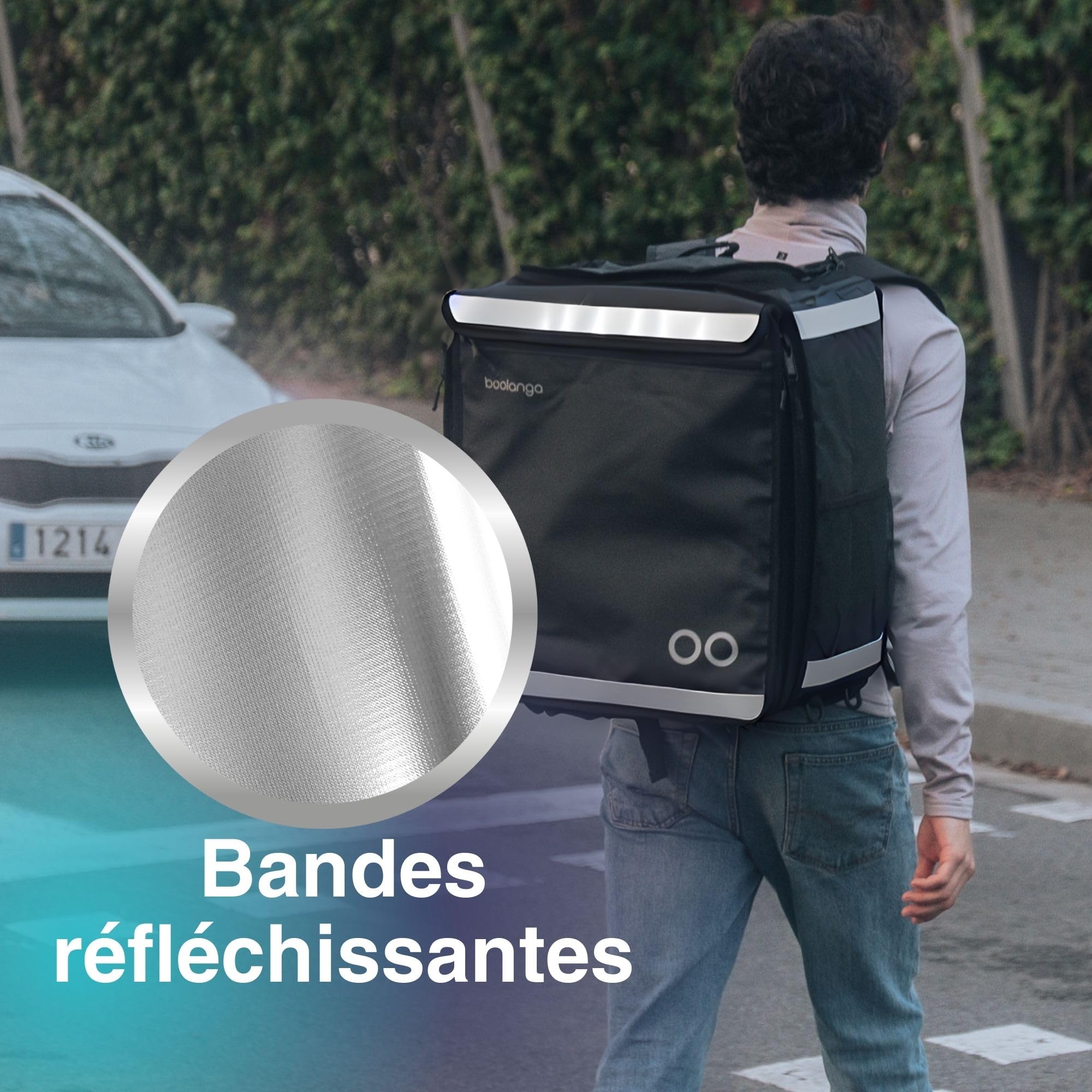 Sac de Livraison Isotherme 89L • Sac à Dos Extensible Grande Capacité • 100% Imperméable Tarpaulin 500D • Bandes Réfléchissantes • Pliable & Confortable pour Livreurs