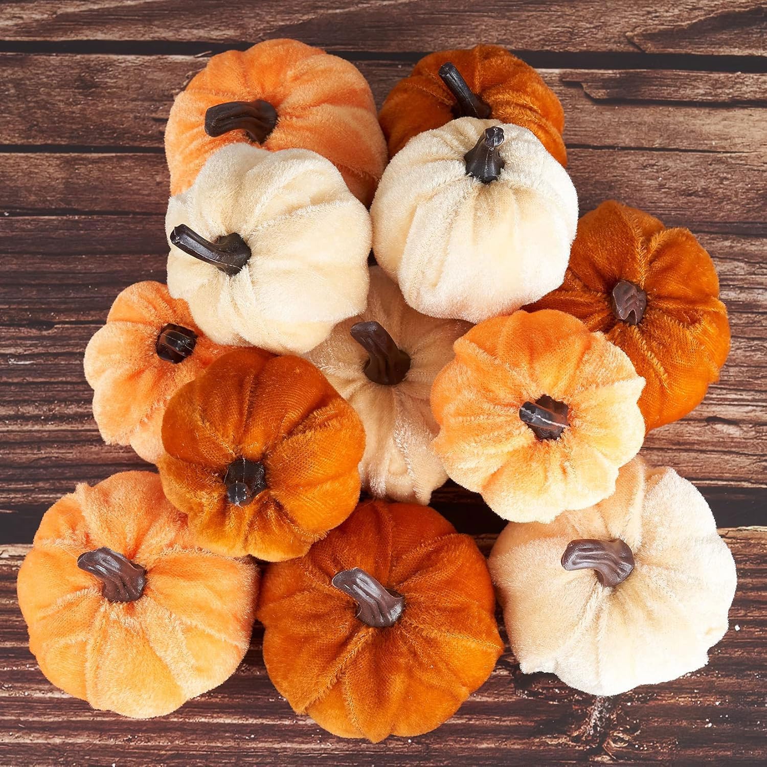 Kjzeex Pumpkin Decor 12pcs Artificial Velvet Fall Thanksgiving Decoration