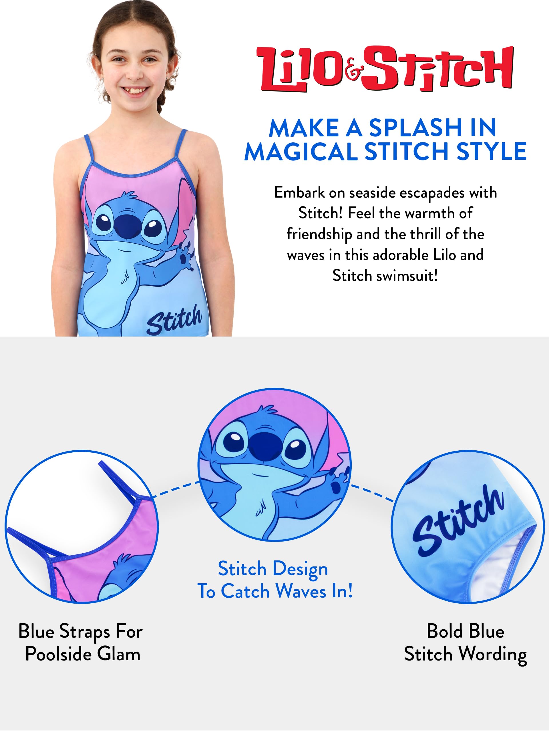 Disney Traje De Baño Lilo y Stitch | Stitch Ropa de Baño para Niña | Verano Bañador Natacion Niña | Bañador Piscina