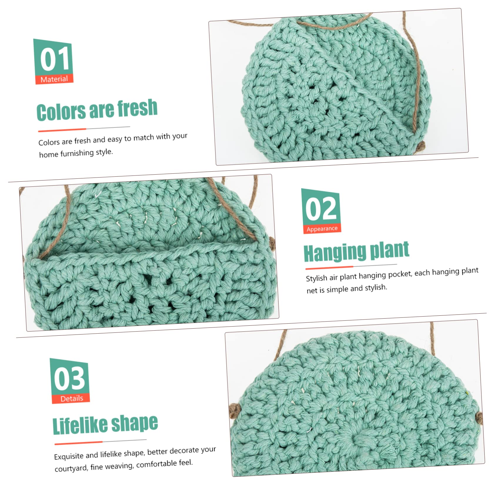 TOYANDONA Lot De 4 Paniers De Fleurs Décoratifs À Suspendre pour Plantes De Jardin Jardinières Esthétiques en Macramé Suspension pour Plantes Murales Intérieures en Coton Vert Clair