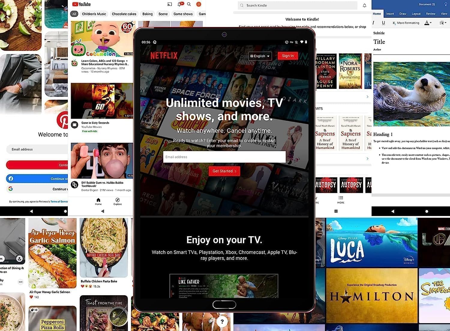 GOODTEL 2025 Tablet Android da 10 pollici 4GB RAM + 64GB ROM | 8000mAh | Doppia fotocamera 5 + 8 Megapixel | Bluetooth | WiFi | MicroSD 4-256 GB, Tipo C, OTG con custodia, tastiera e mouse - Rosso