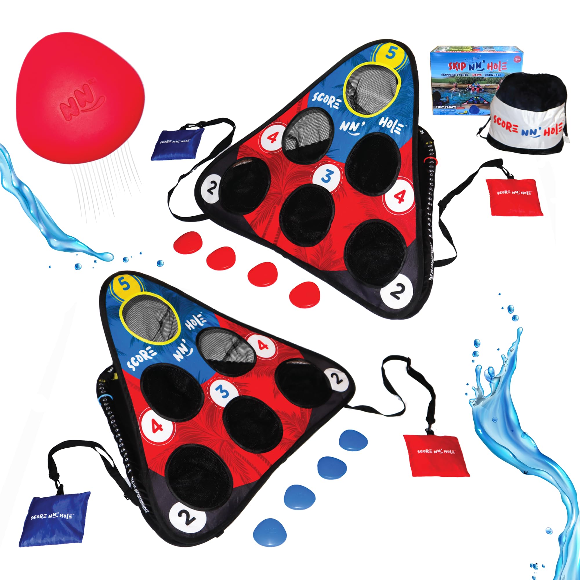 Original Fun Stonne Skipping Meets Pool Cornhole Game Floating | for All Ages | Fun Swimming Pool Game for Adults and Family | Easy Setup, Durable, Portable Water and Lake Toy |