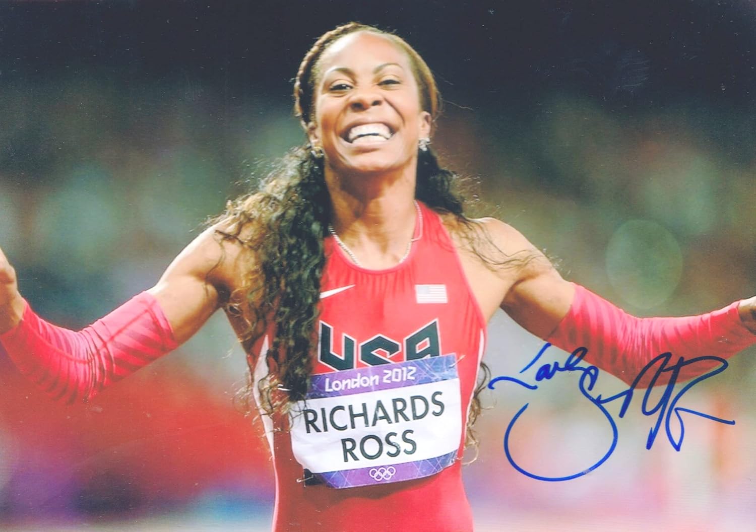Autograph Photo of olympic gold medalist Sanya RichardsRoss Jamaican