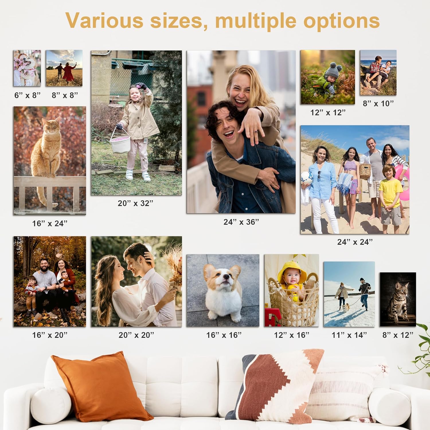 GagetElec Custom Canvas Prints with Your Photos,Photo Prints & Customized Picture Canvas Wall Art Decoration for Bedroom,Living Room,Christmas & Thanksgiving Gifts (16L x 20W)