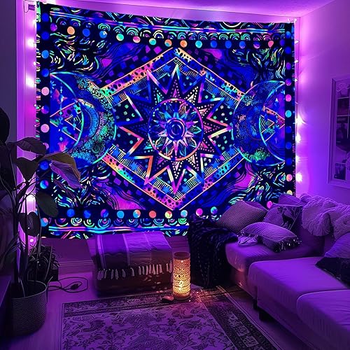Miniatura 10 de Fowocu Tapiz naranja para colgar en la pared, diseño de mandala hippie indie, tapiz estético para dormitorio, sala de estar, dormitorio (naranja, 50