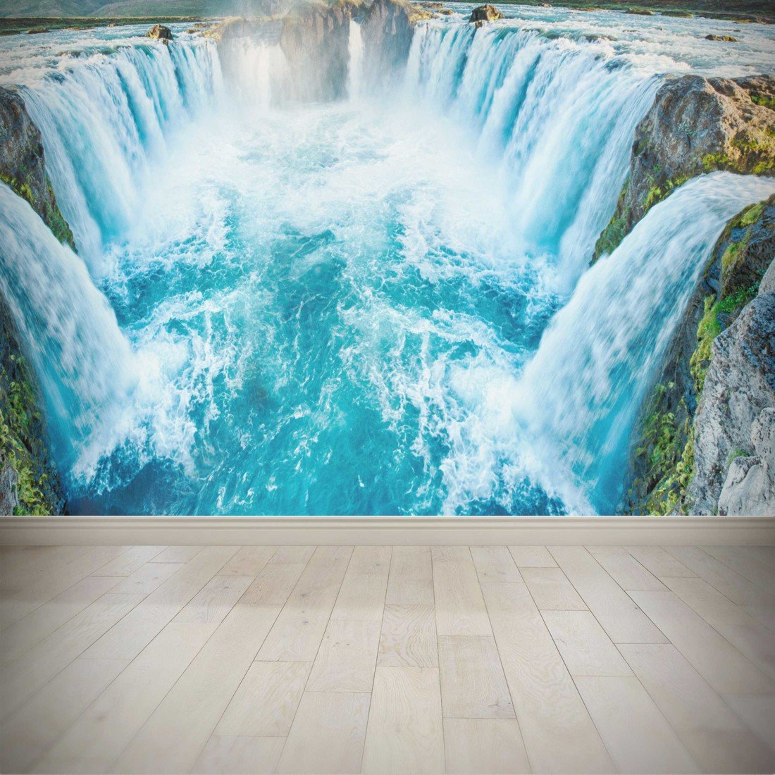 NISH! 3D Waterfall Wall Mural Wallpaper 087 (Vinyl Wall Covering