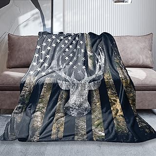 Hunting Blanket for Men Camo Buck Deer Throws Blanket Super Soft Cozy Warm Gift Blanket for Couch Chair Bed Sofa Office,50X60inches