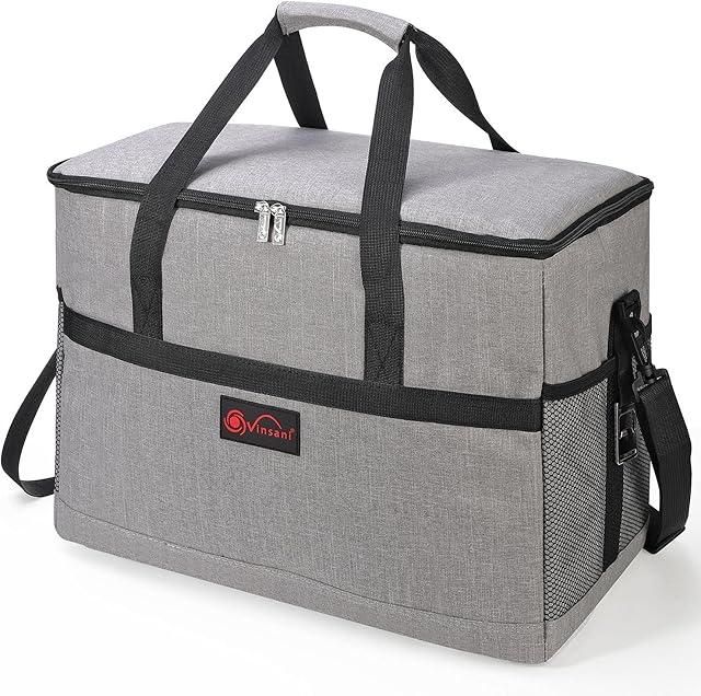 Vinsani 40L Cooler Bag Large Capacity Insulated Picnic Storage Bag Foldable Leakproof & Portable Suitable for Picnic Camping Beach Car Outdoor Travel Activities