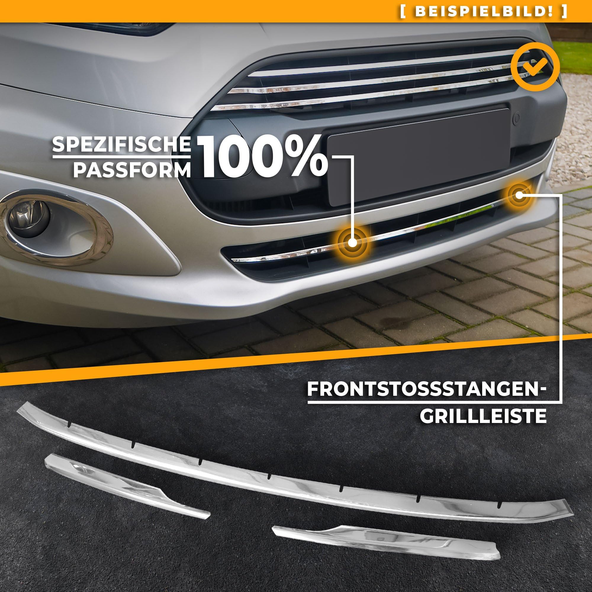 CHROMEMASTER | Kompatibel mit VW Caddy 2015-2020 | Chromleisten Stoßstange Vorne, untere Zierblende der Frontschürze, Rostfreier Stahl Poliert | Neues, Attraktives Erscheinungsbild des Fahrzeugs