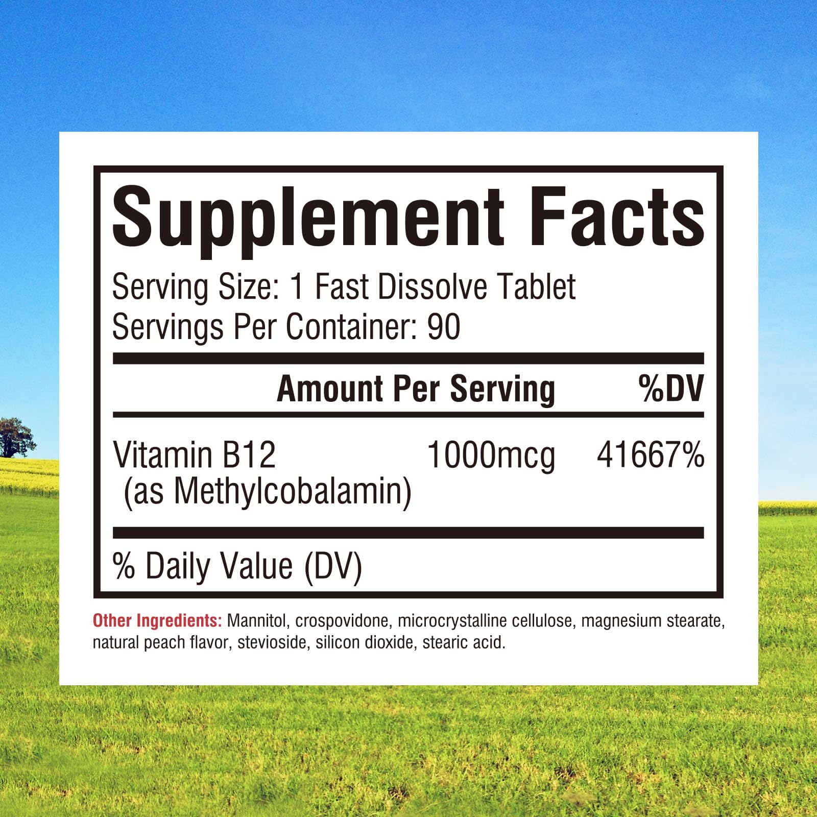 Innate Vitality Vitamin B12 1000mcg, Sublingual B12 Methylcobalamin, for Energy Metabolism, Mental Clarity, Nervous System Health, Peach Flavor, Zero Sugar, 90 Fast Dissolve Tablets — Amazon image 2