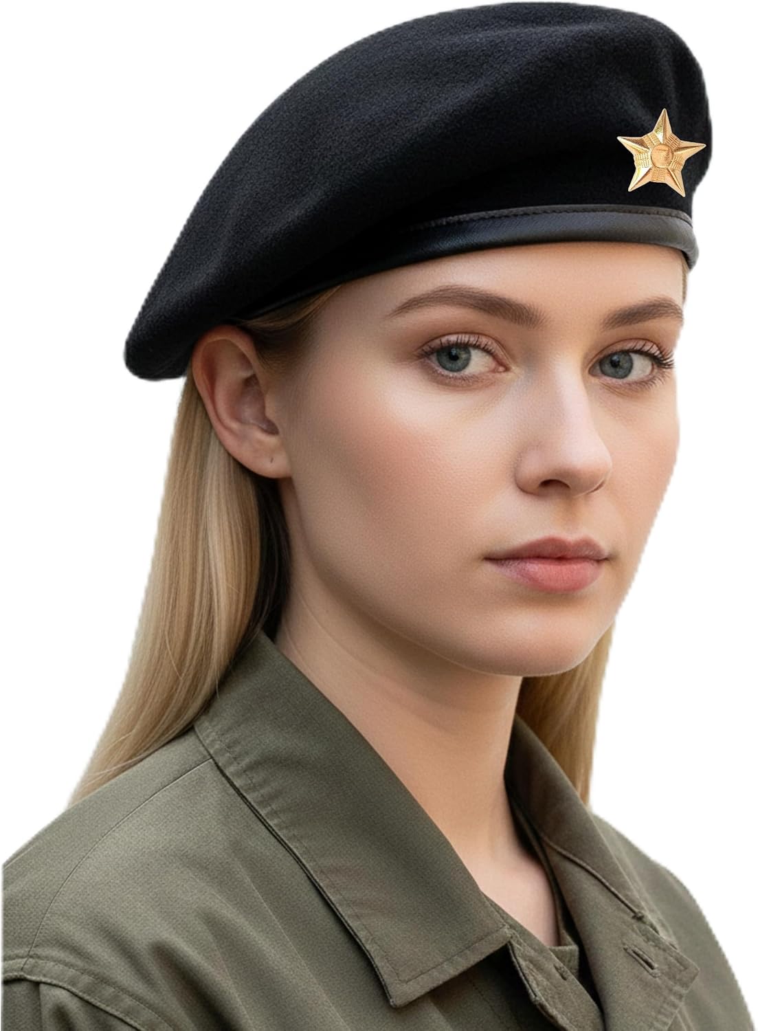 Sivi Traditional Army Style Cap with Metal Star Badge – Che Guevara Inspired, Woolen French Beret Hat for Men and Women