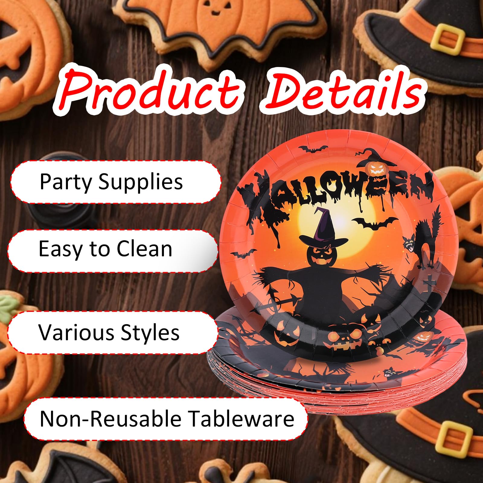 Penitue 24pcs Halloween Paper Plates - Image 3