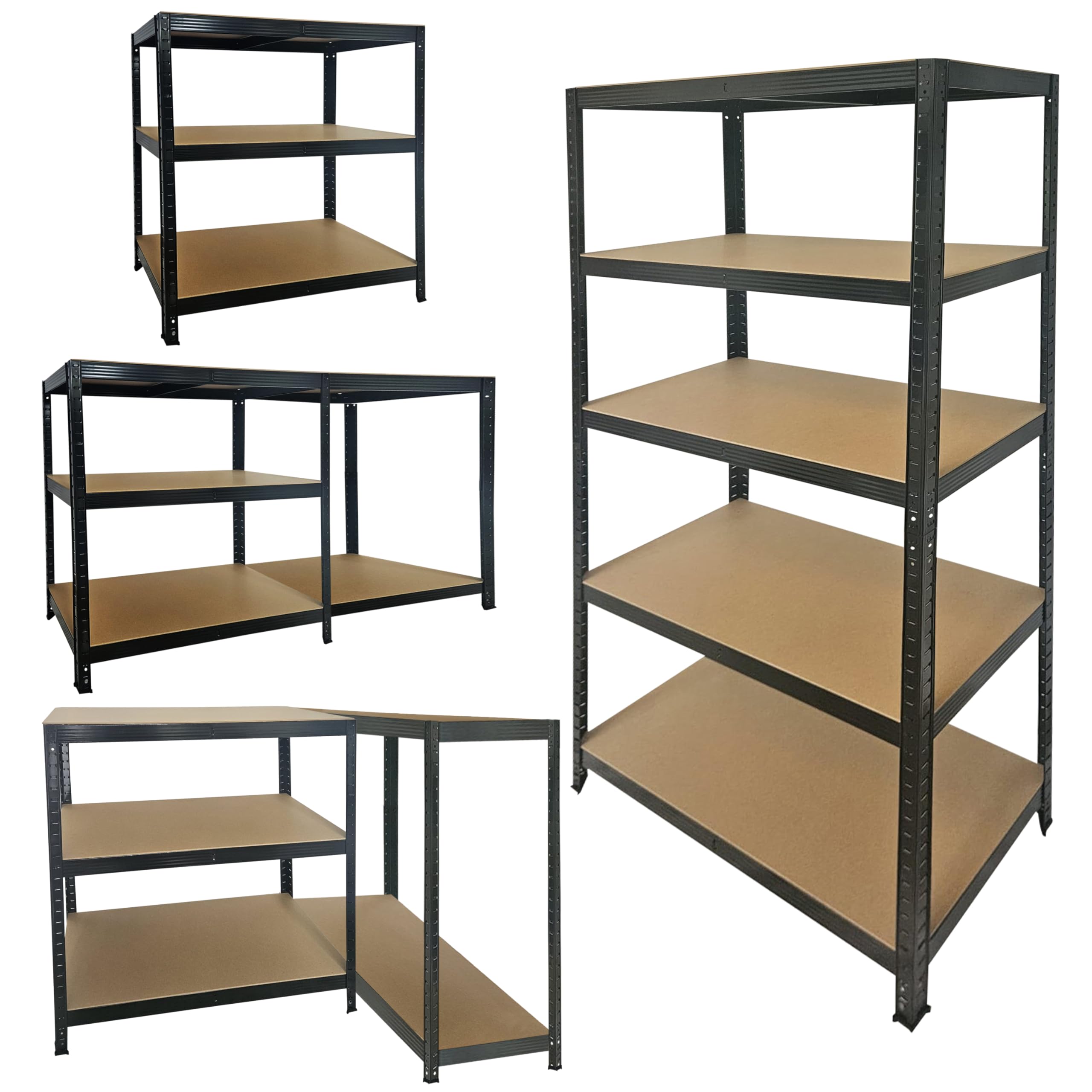 Nassboards Garage Shelving Units - Shelves and Shelving Unit for Garage Storage, Heavy-Duty Storage Unit and Storage Shelves- Metal, Boltless, 90 x 40 x 180cm, 875 kg Capacity, 175 kg Per Shelf