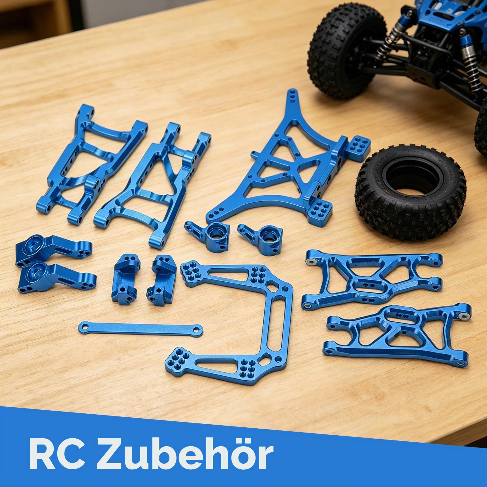 RC-Zubehör, 1/10 RC Metall-Upgrade-Zubehör für TRAXXAS RC Vorder- und Hinterachsaufhängung, Lenkungsbecher-Kit, Aluminium-Vorder- und Hinterachsaufhängung, Kit für TRAXXAS Slash 2WD, Blau