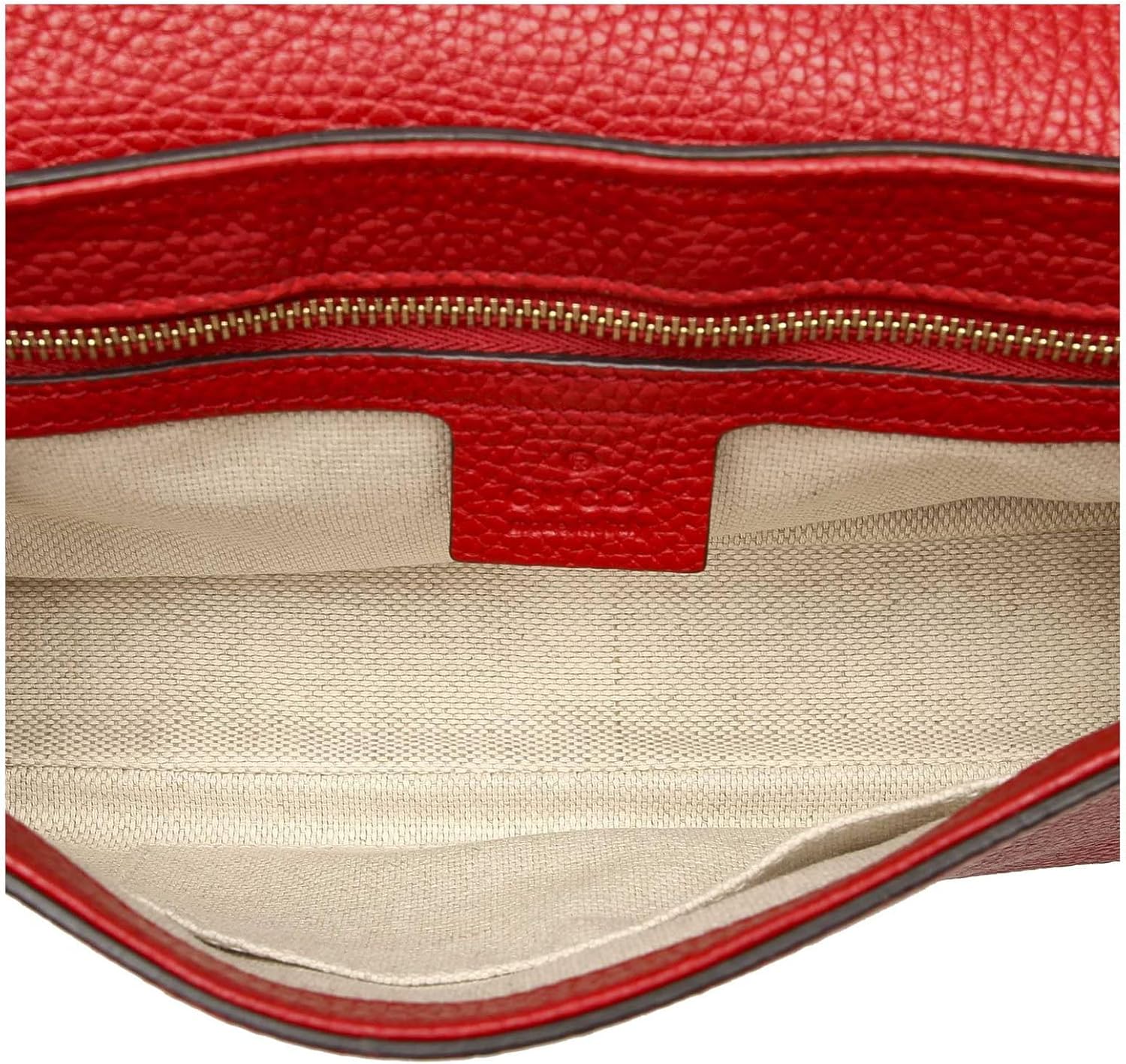 Gucci Soho Interlocking GG Red Leather Chain Flap Shoulder Bag Handbag Italy New - Image 8