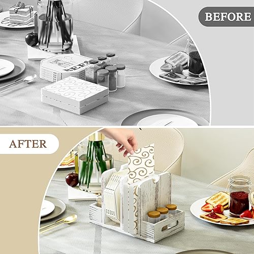 Miniatura 5 de Servilletero para mesa, servilletero de madera con salero y pimentero, servilleteros para cocina, servilleteros de granja para servilletas de papel