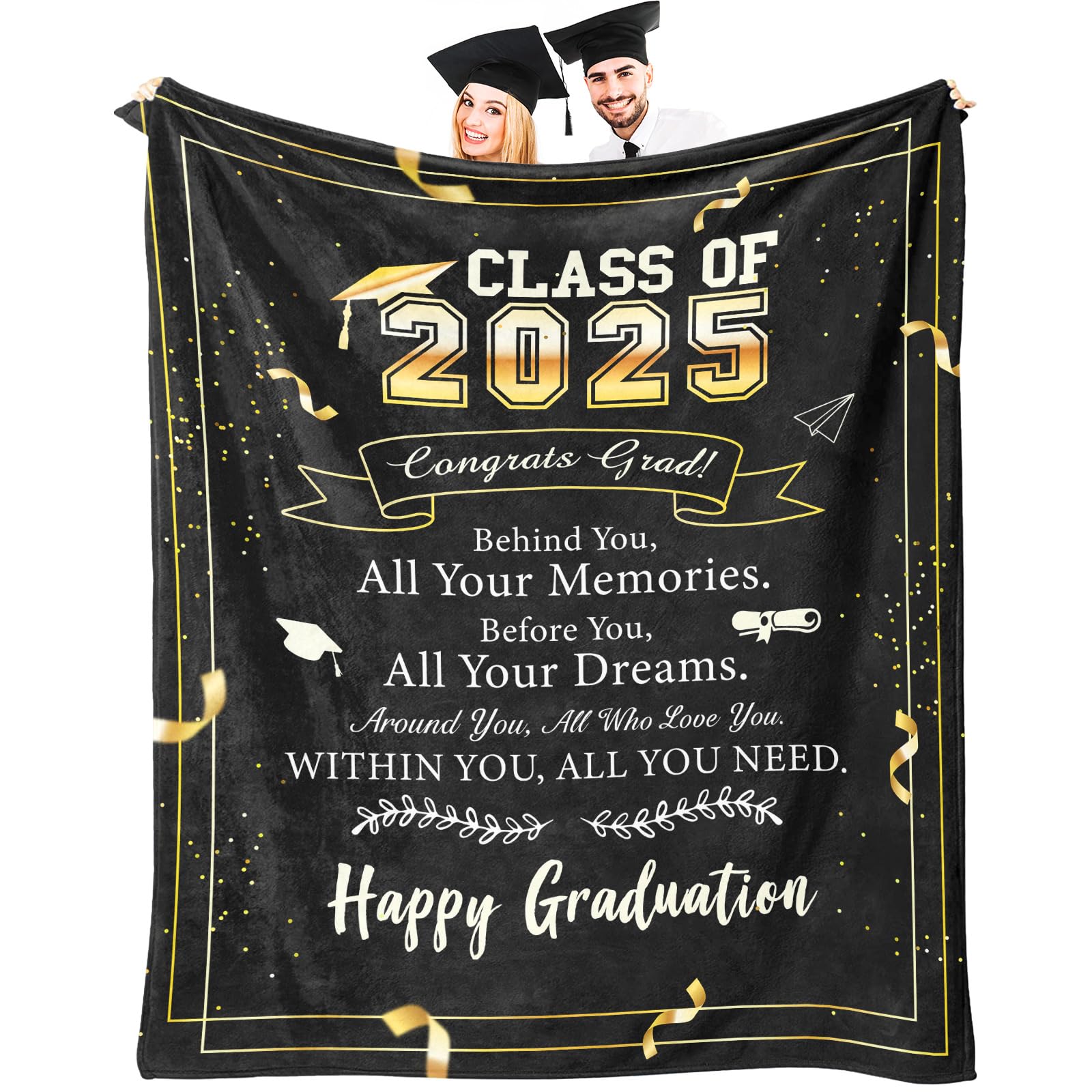Graduation Gift Blanket 60x50 Inches - 2025 Graduation Present For Her, College/High School Grad Throw