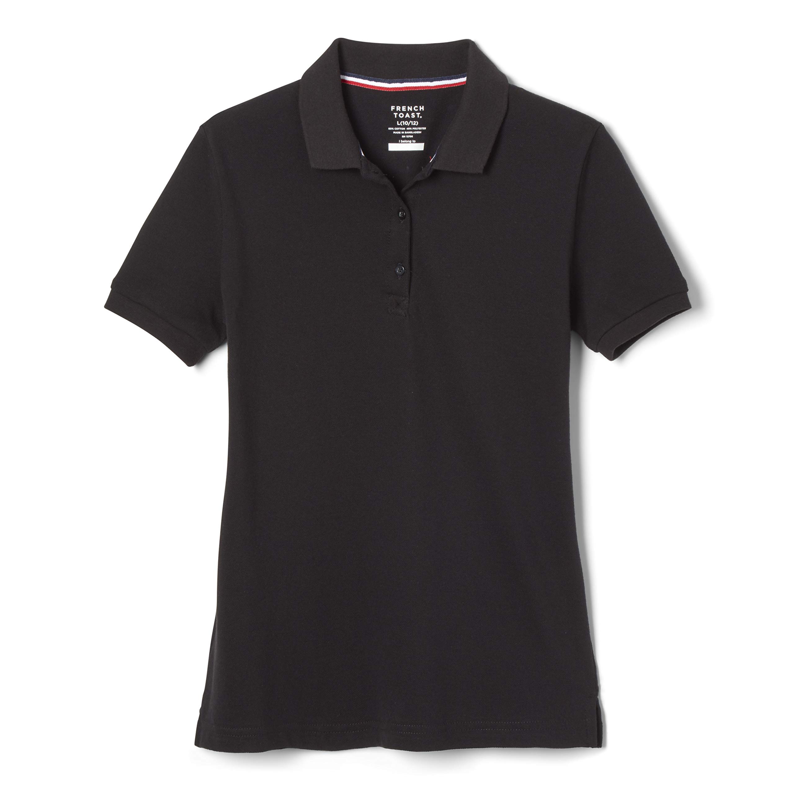French Toast girlsSA9403Short Sleeve Stretch Pique Polo School Uniform Polo Shirt - Black - Small