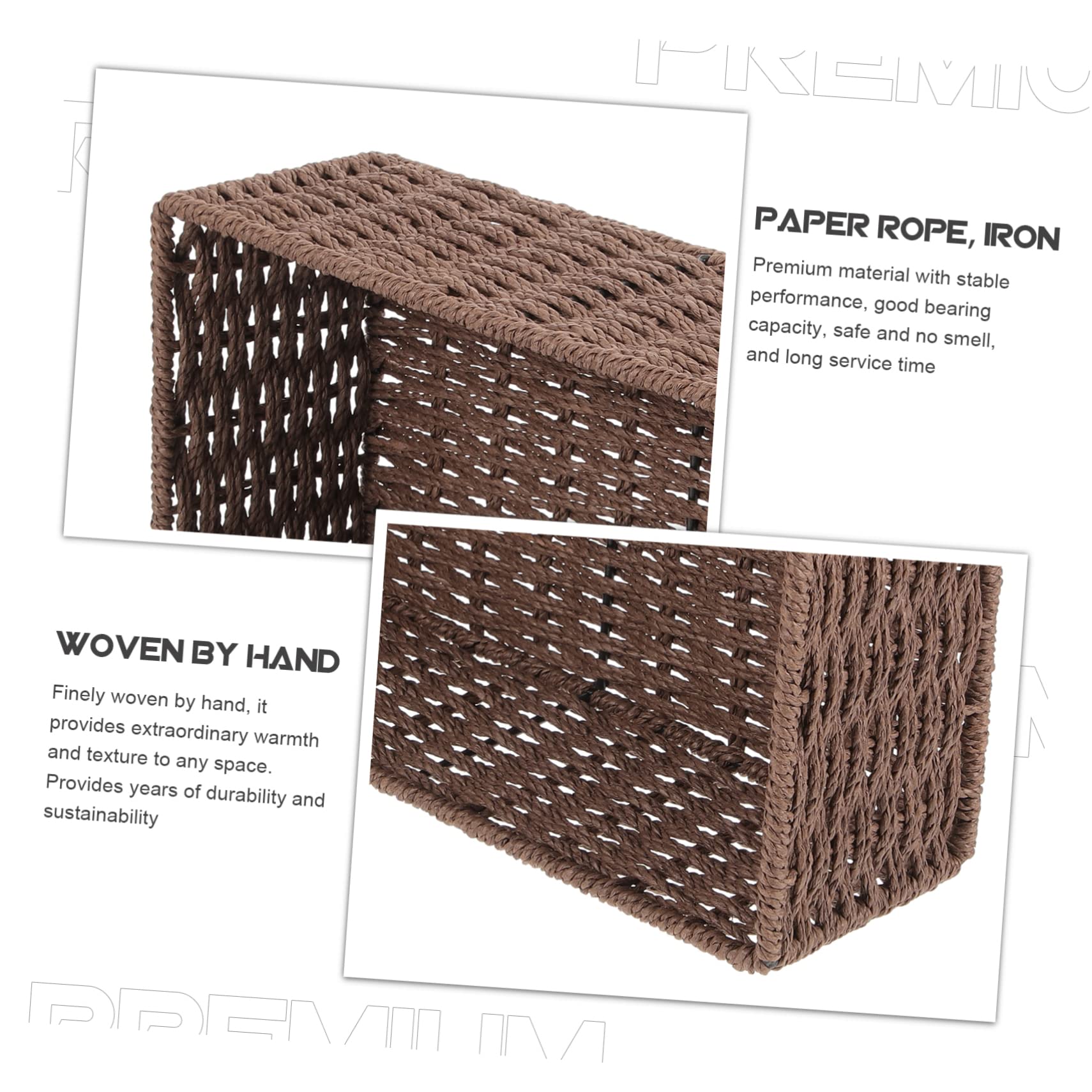 GAROZATION Storage Basket Paper Rope Organizer Large Decorative Bin for Home Office