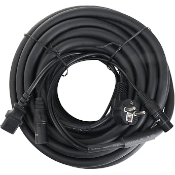 Pronomic Stage EUIECX-15 Hybridkabel Schukostecker auf Kaltger tebuchse Kombi-Kabel f r Stromversorgung und Signal Kein Kabelsalat mehr bei der Verbindung zu Aktivboxen Leistungskabel 3x0
