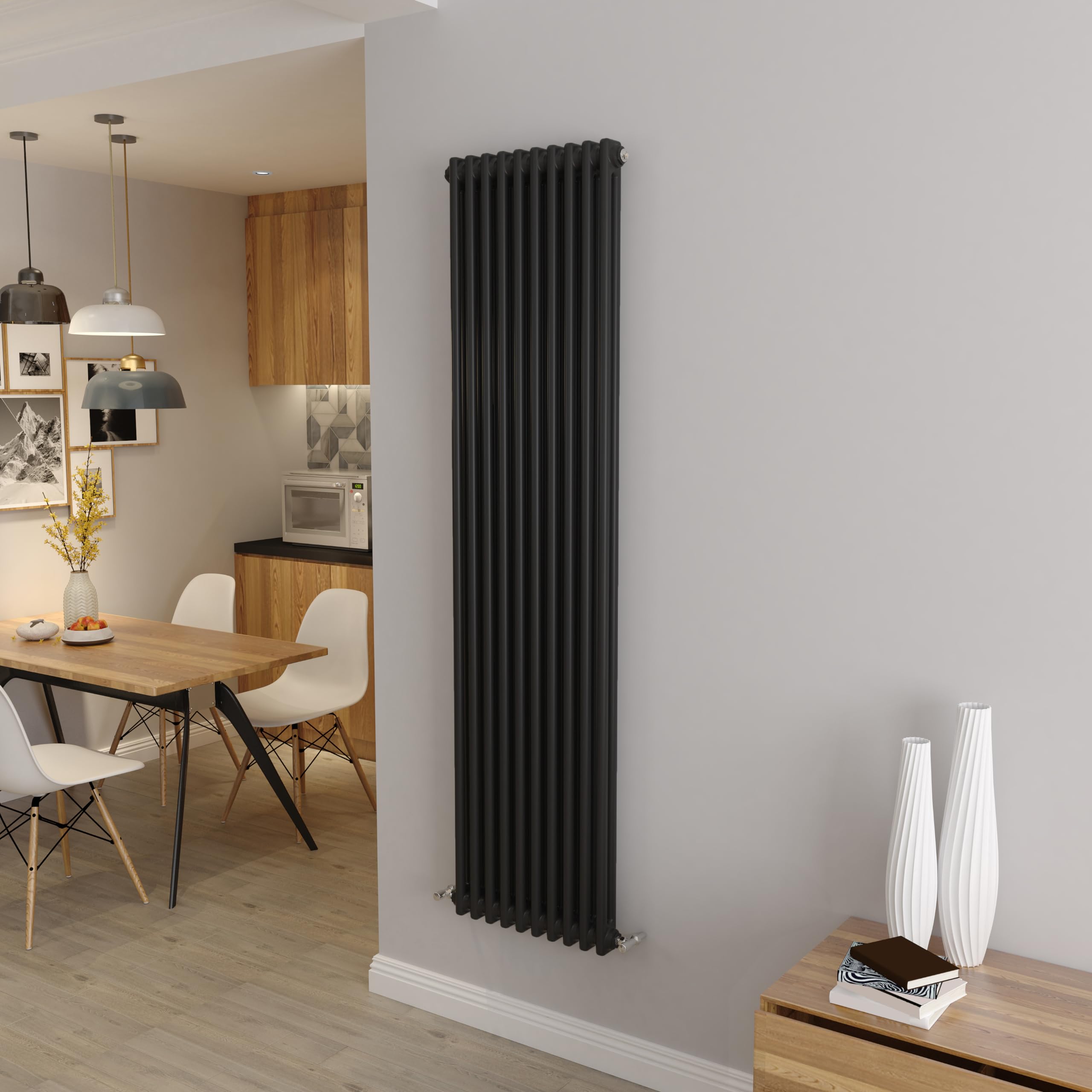 Biubiubath Black 1800X470mm Tall Cast Iron Vertical Double Column Traditional Central Heating Horizontal Radiators