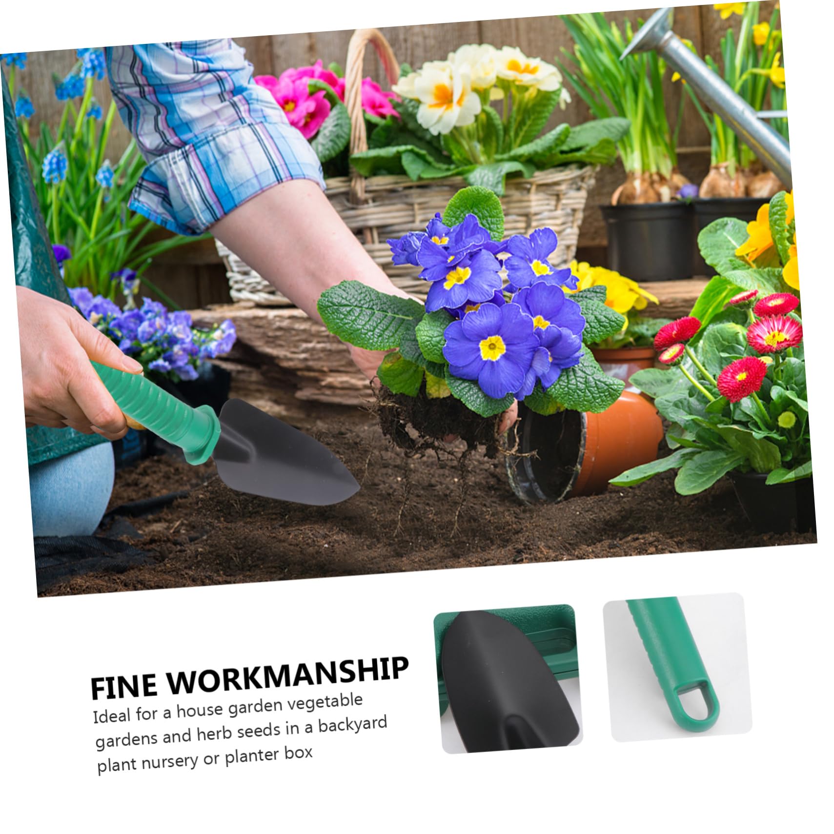 10-teiliges Gartenwerkzeug-Set Mit Koffer Schere Egge Wassersprüher Gartenwerkzeug Blumenmuster Kunststoffmaterial Leicht Werkzeugkiste