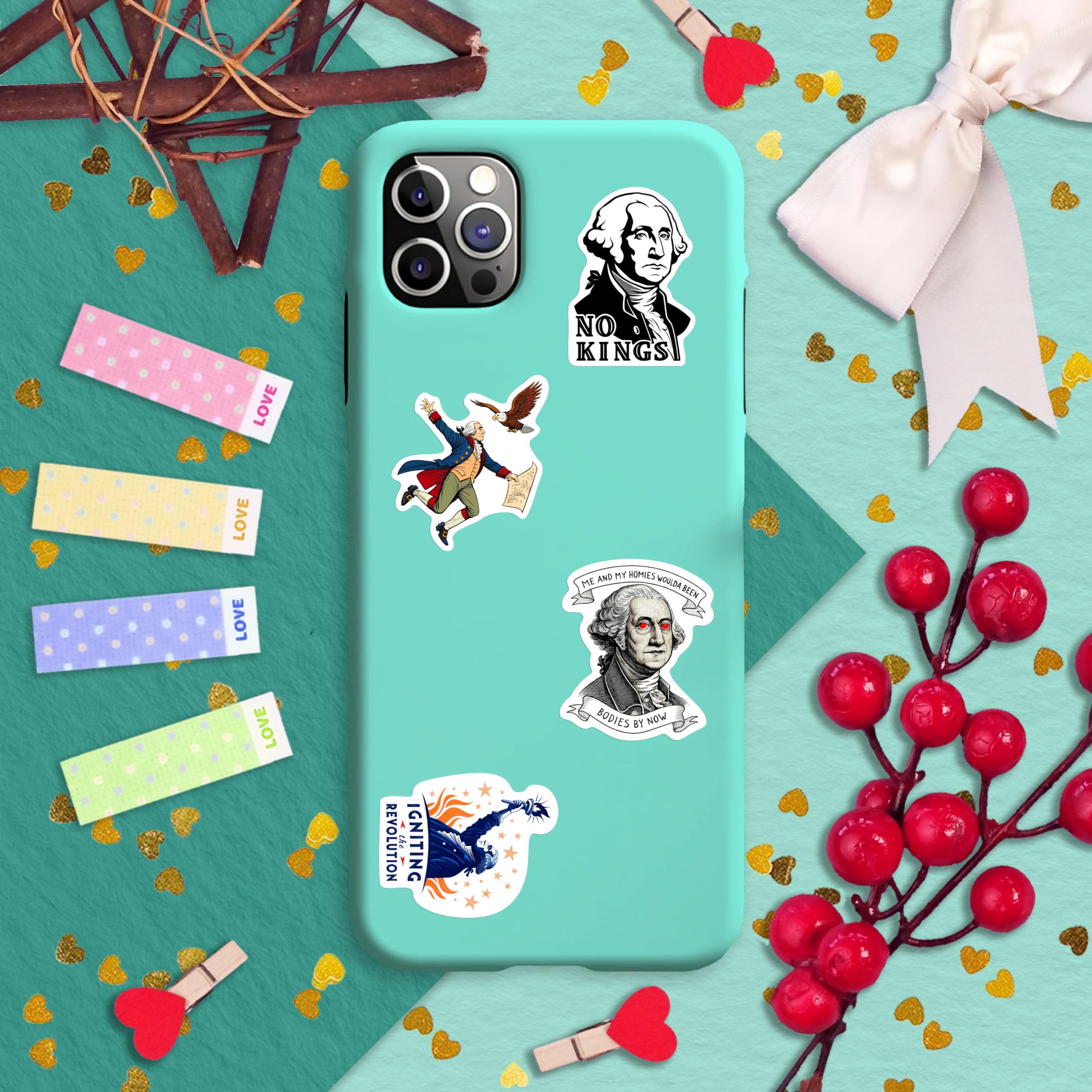 Zestaw 100 naklejek George Washington, zabawny prezydent, portret George'a Washingtona, naklejki prezydenta Ameryki, prezent dla kobiet i mężczyzn