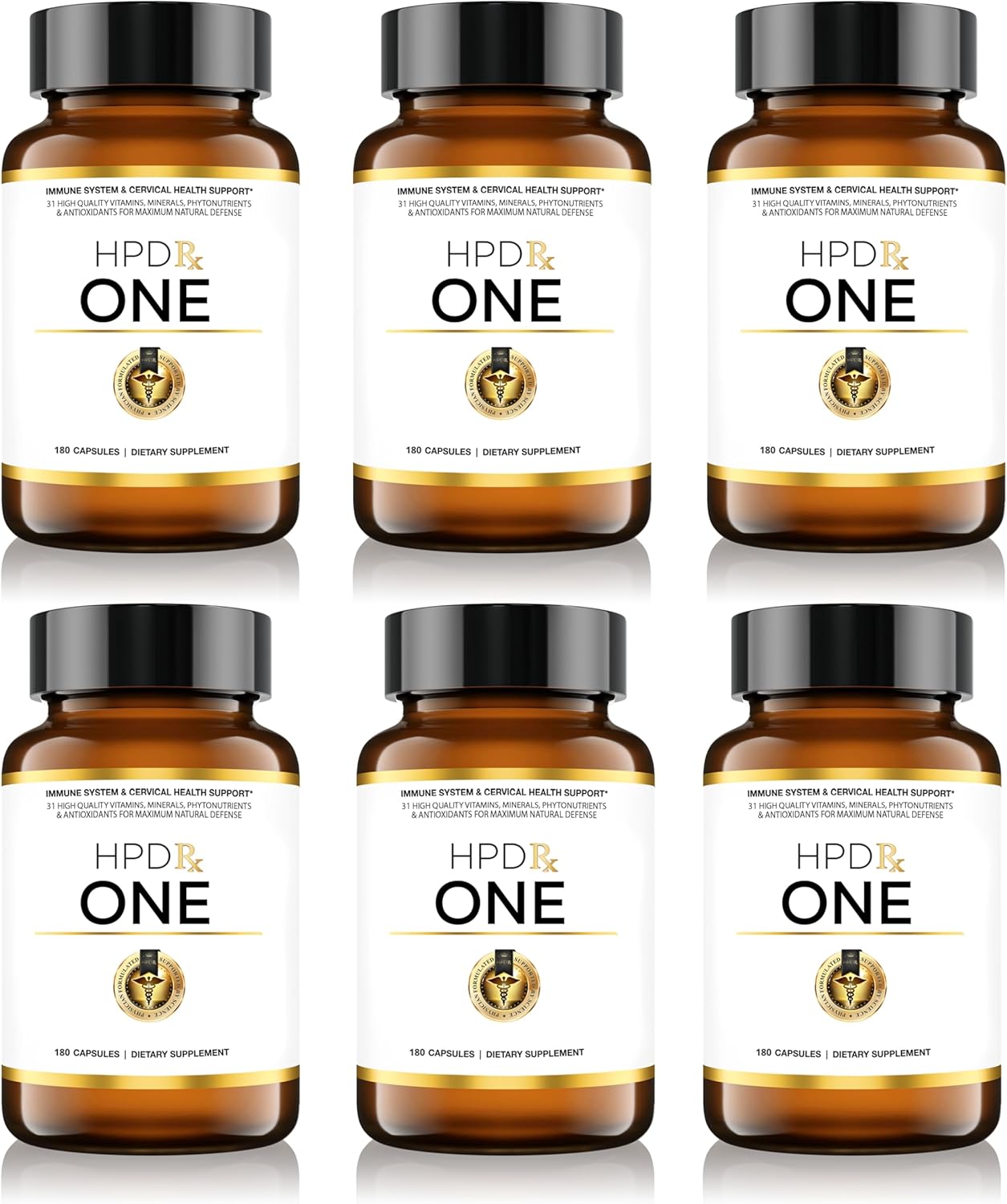 HPD Rx ONE Immunity Boost Multivitamin Supplements for Women and Men | Advanced Immunity Defense Support | Helps Immune Response | 6-Month Supply, 1,080 Capsules, Pack of 6