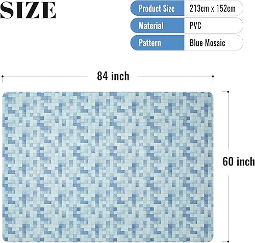 Vista 112 de FIFTY FEET Mantel rectangular de 70 x 52 pulgadas, mantel de vinilo con respaldo de franela para mesas rectangulares impermeable, cubierta de mesa