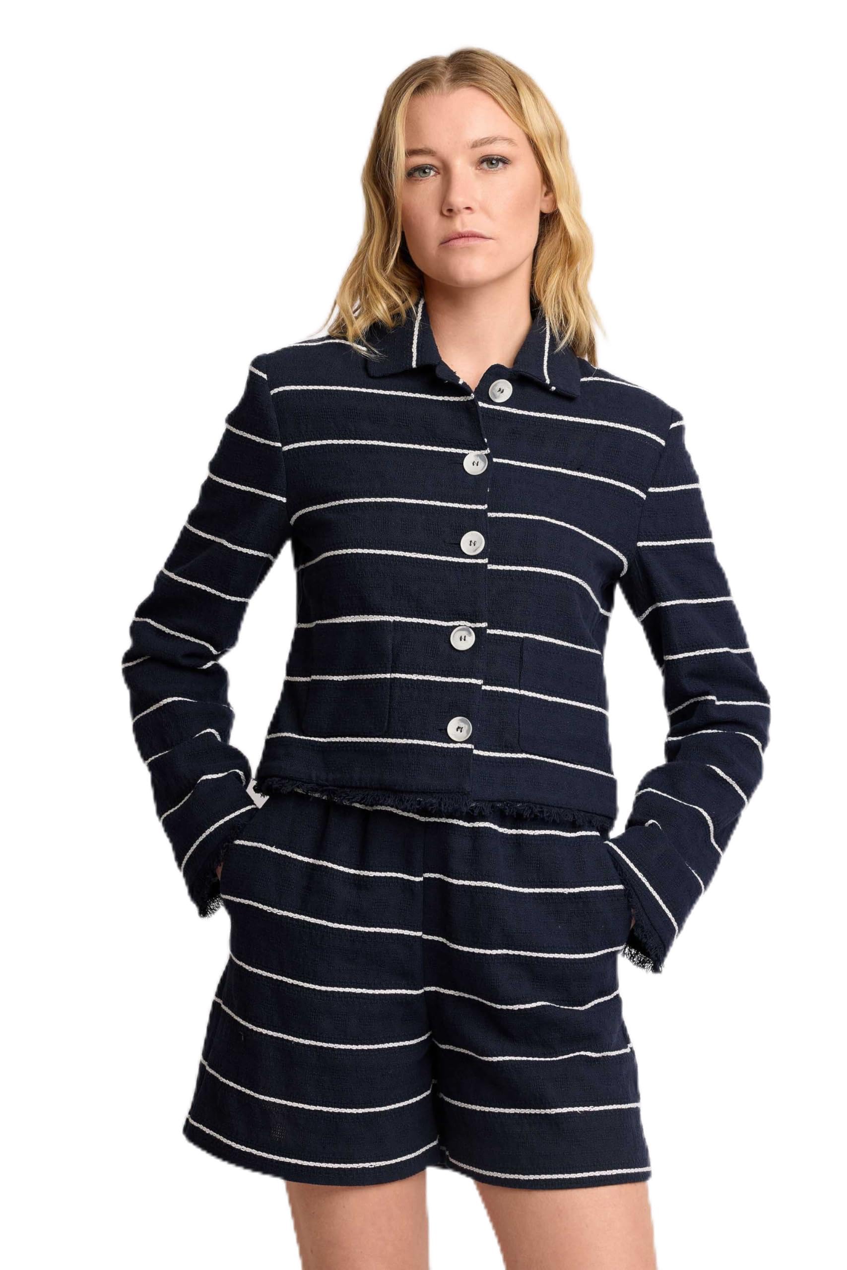 Kocca - Giacca con Bordi Effetto Sfrangiato Donna, Righe, Modello: P26PGC8508ABRI3588