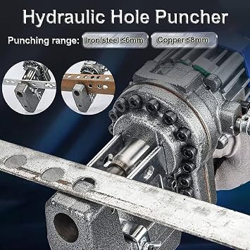 Electric Hydraulic Hole Puncher, 1500W Hand-held Metal Hole Digger Punching Machine, Accurate Positioning, Channel Steel/Angle Steel Punching Machi, for 3-8MM Steel Iron Copper Aluminum Plate Angle
