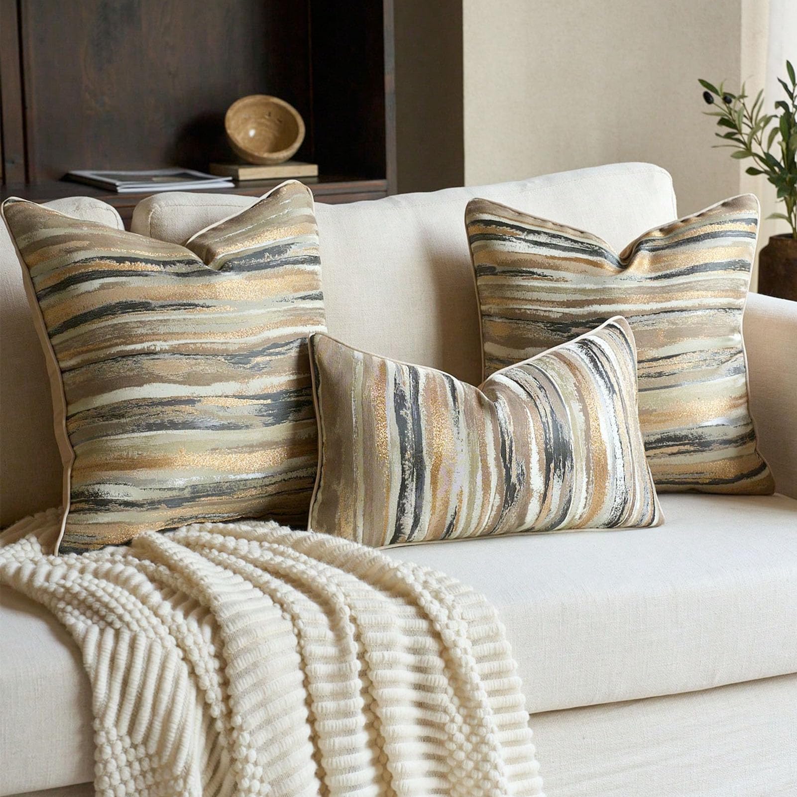 Fockety Federe per Cuscini, Federe per Cuscini Decorativi in ​​stile Boho Elegance, per Boho con Set da 4 Pezzi per Divano Letto del Soggiorno (45,7x45,7 cm/18x18 pollici)
