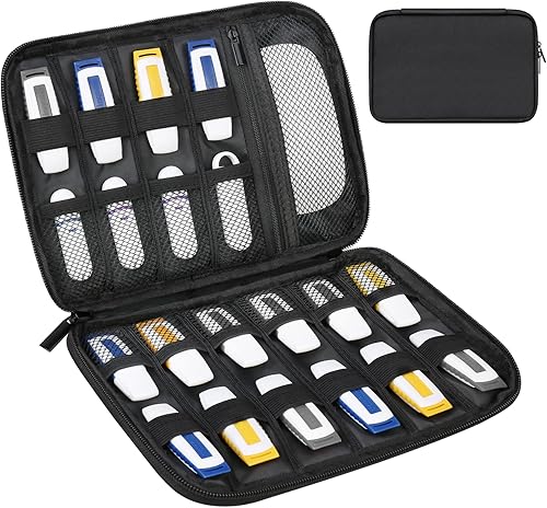 Lacdo Estuche para unidad flash USB, organizador de accesorios electrónicos portátiles, bolsa de almacenamiento para unidades flash USB