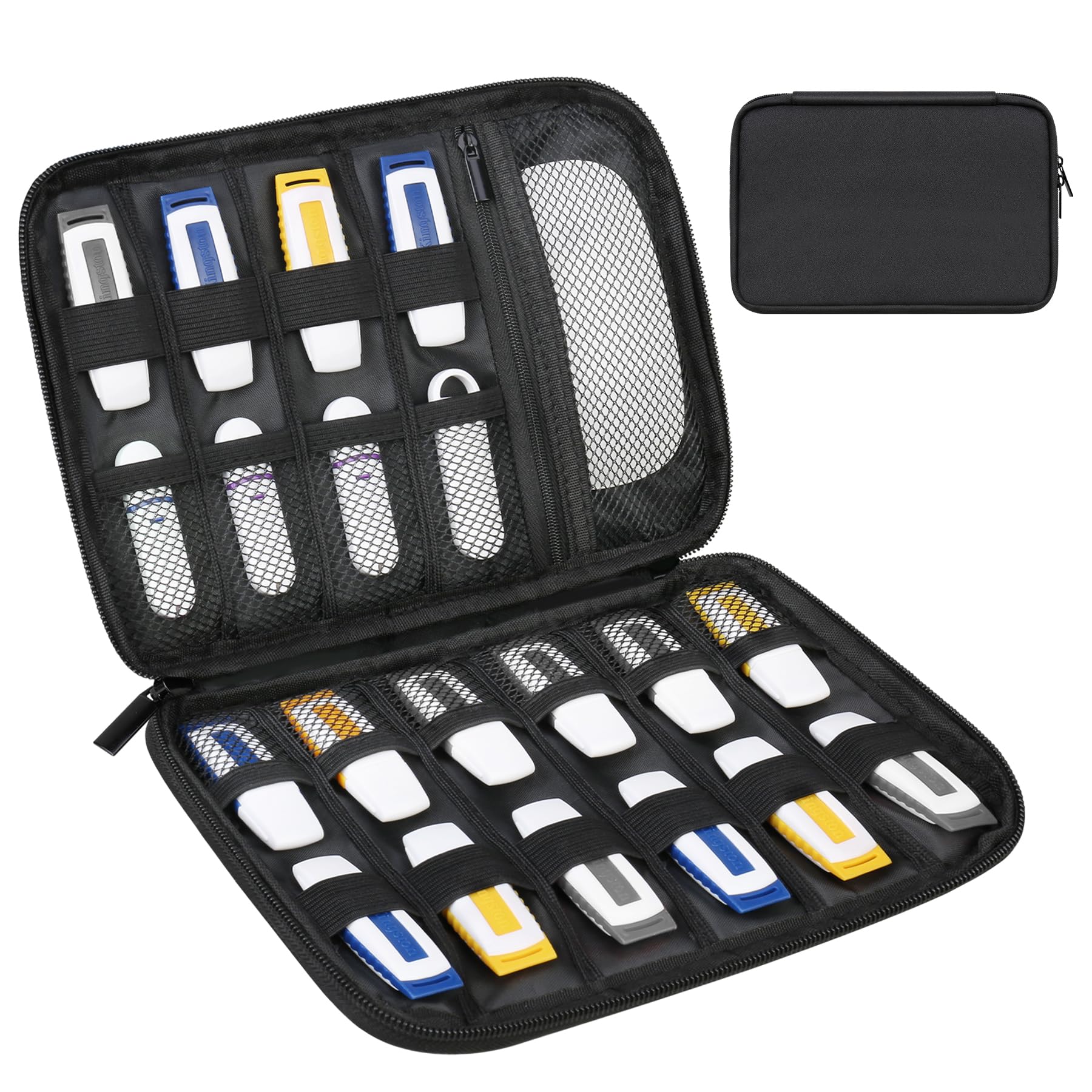 LacdoUSB Flash Drive Case Thumb Drive Holder Case Organizer Portable Electronic Accessories Storage Bag for SanDisk/Samsung/SamData USB Flash Drives Jump Drive Memory Stick, Cable, SD Card, BlackGlobal Recycled StandardGlobal Recycled StandardGlobal Recycled Standard