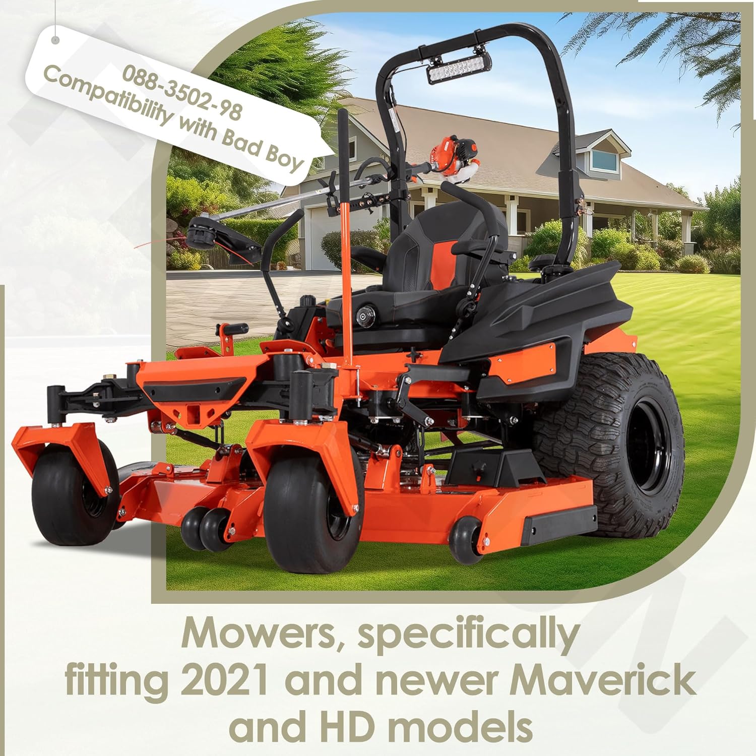 088-3502-98 088-3500-00 Mowers Mount Assist Handle Kit, Compatible with Bad Boy Mowers, (Except R Series) Grab Mount Assistant Handle, Easy to Get On and Off The Zero Turn Mower - Orange