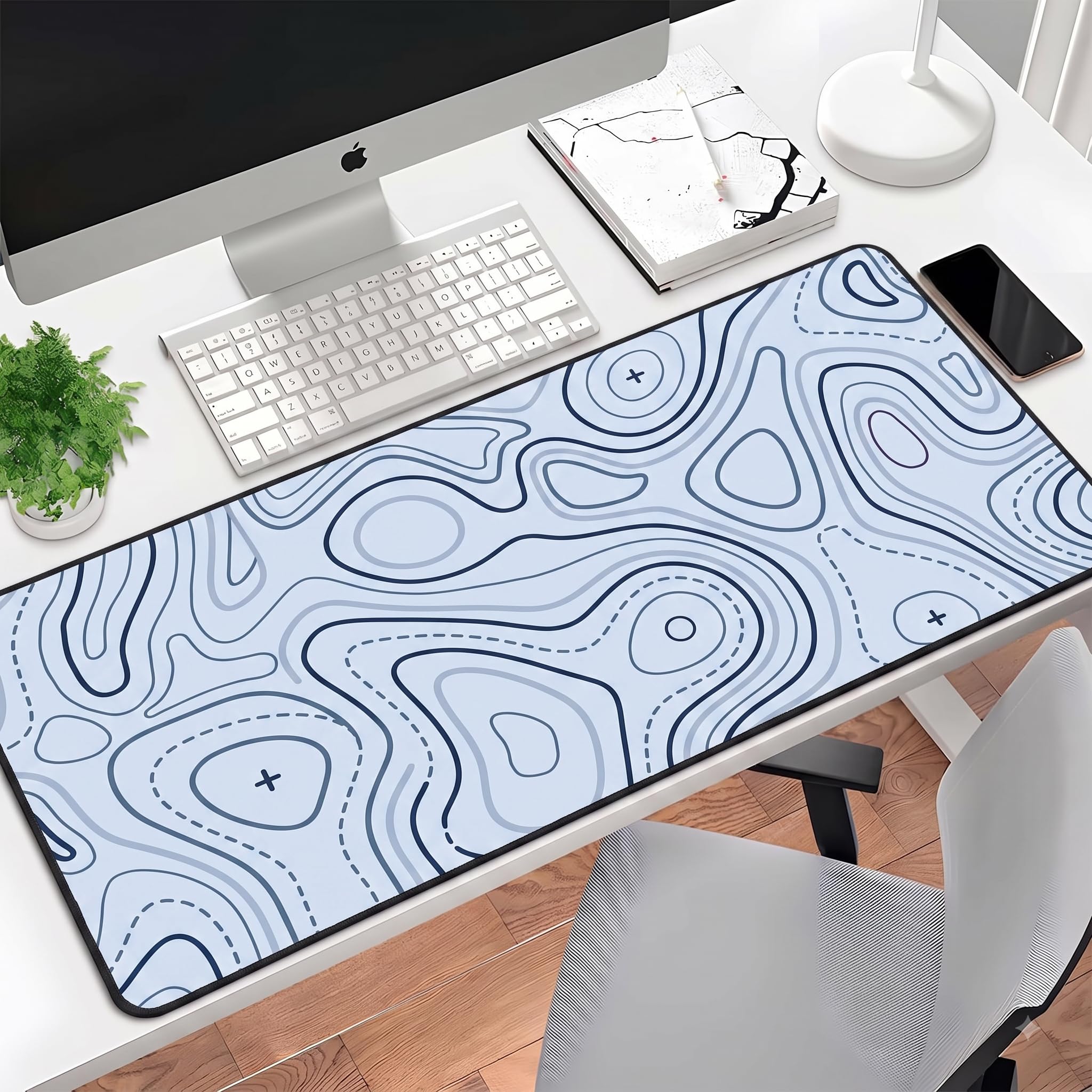 Saco XXL Gaming Mouse Pad for PC – Large Desk Mat 900×400×3mm, Extended Non-Slip Rubber Base, Waterproof Surface, Topographics Design, Big Keyboard Mouse Pad for Office & Home Setup — Amazon image 2