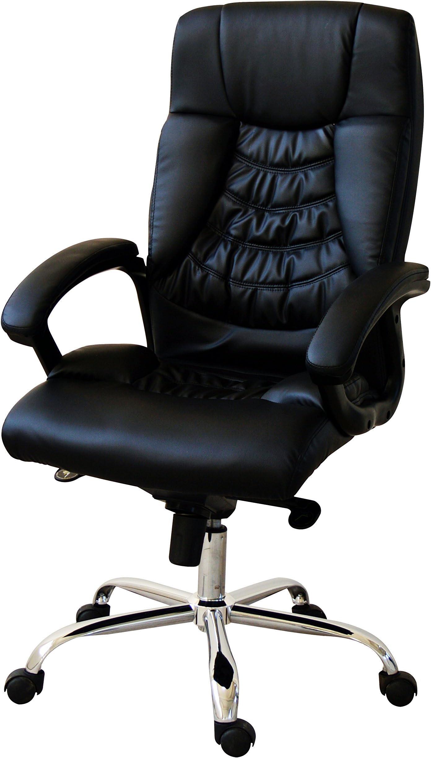 Best Executive Office Chair High Back - With Synchro-Tilt Mechanism | Adjustable Height and Back | Maximum Comfort | Extra Padded Support | PU Leather | Task Chair or Computer Desk Chair | Ergonomic … (Black)