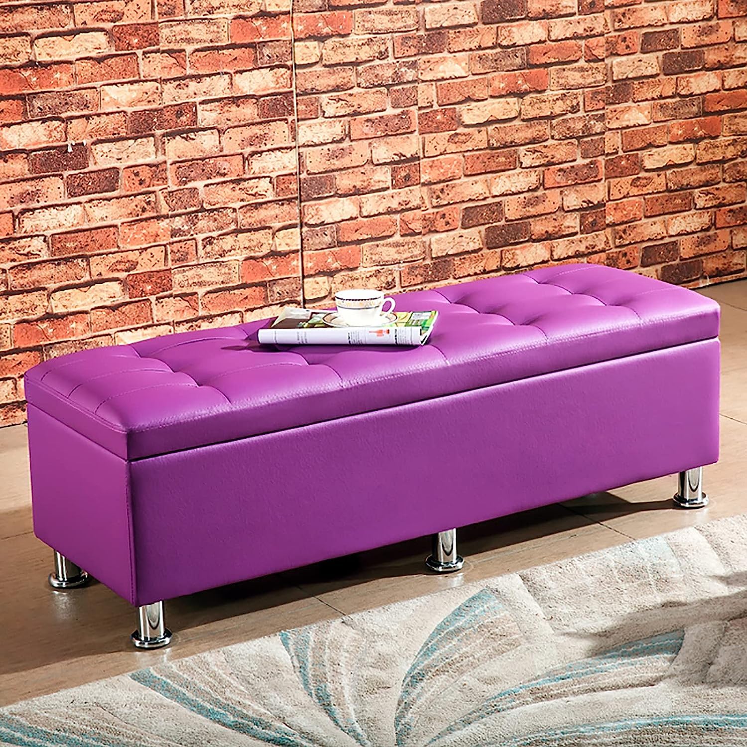 GHFXSCV Modern Rectangular Faux Leather Storage - Stylish Footrest & Toy Chest for Entryway, Living Room & Bedroom, Ideal Shoe nizer & Space Saver, 100% Comfort