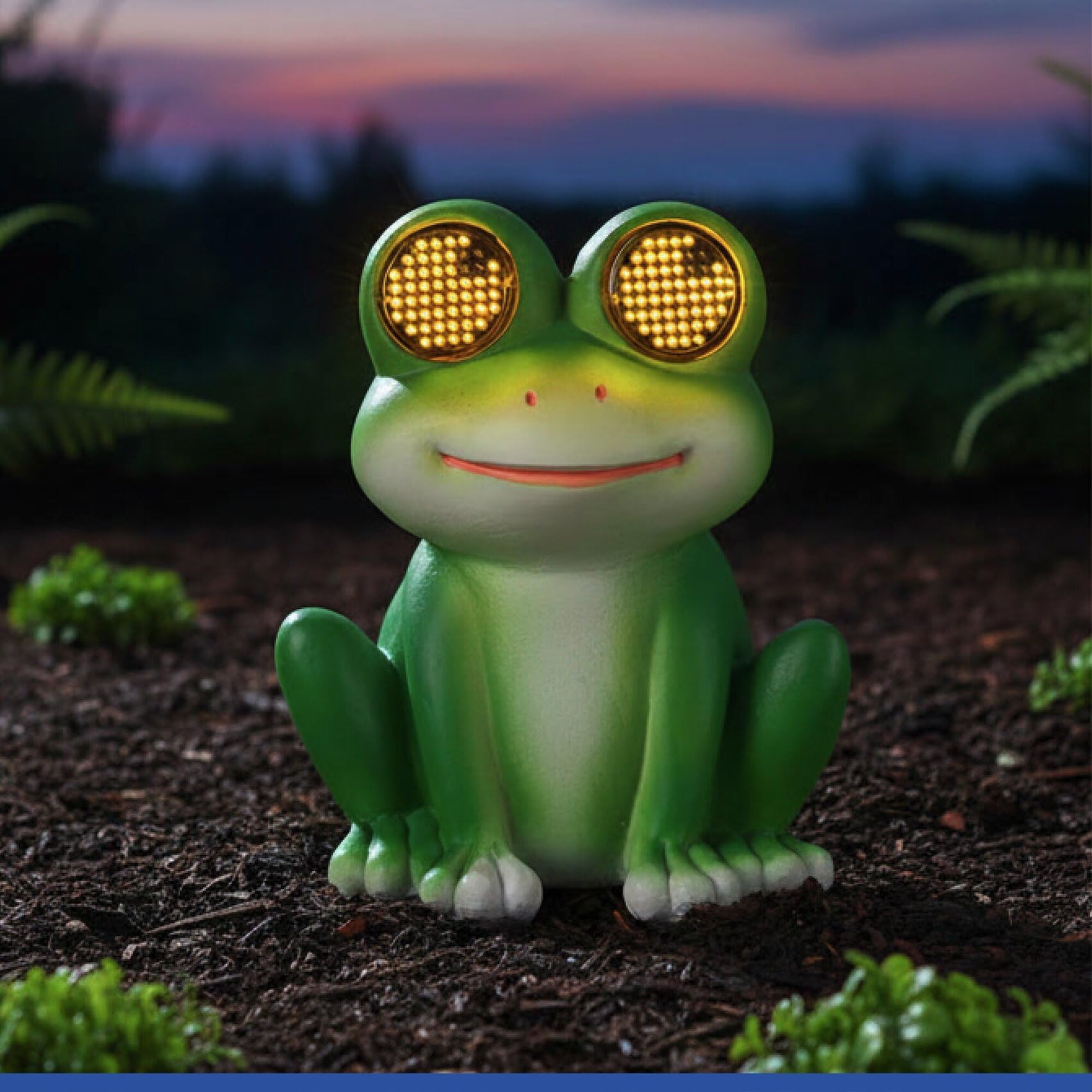 Maximex Figura Solar de jardín de Rana con Ojos LED, Resistente a la Intemperie, decoración Solar para jardín y terraza, con Sensor crepuscular, 11,8 x 13,5 x 9,3 cm, polirresina