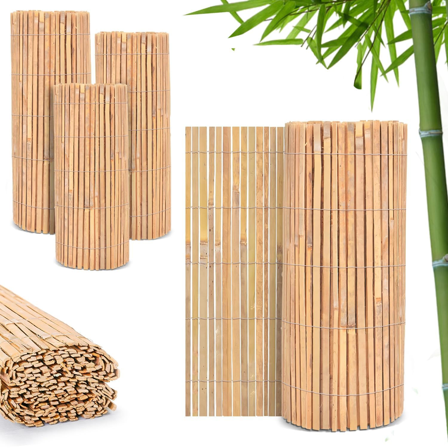 FB FunkyBuys Bamboo Fence Screening | Natural Slat Fence Panels Garden Screening for Outdoor Wind & Sun Protection | Garden Fence Screening for Privacy Shield (H: 1.8M x L: 4M) โ image 1