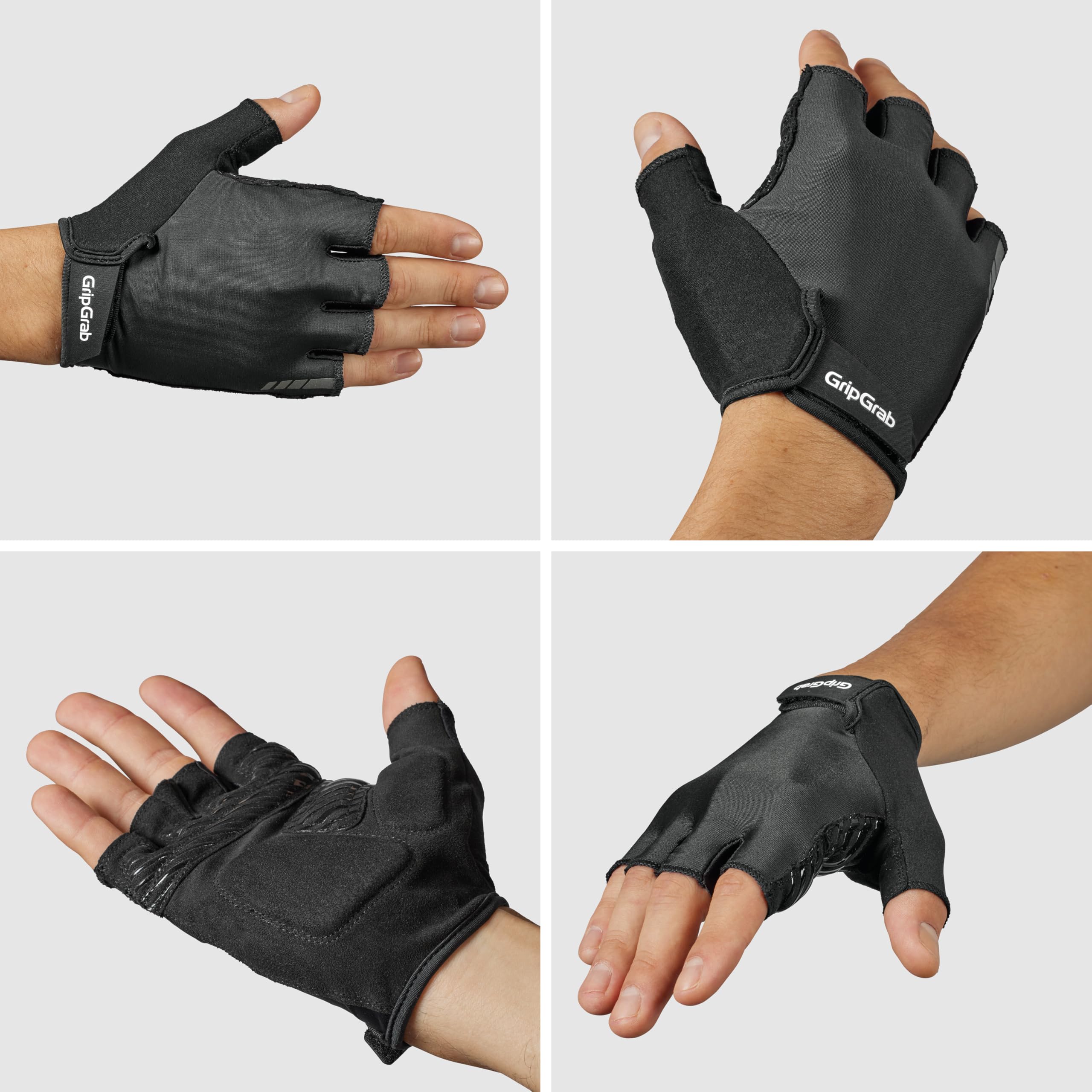 GripGrab ProRide RC Max Gepolsterte Kurzfinger Fahrradhandschuhe Sommer | Halbfinger Radhandschuhe mit RC Max Polsterung, Silikon-Grip, Frottee-Schweißwischer am Daumen und Klettverschluss
