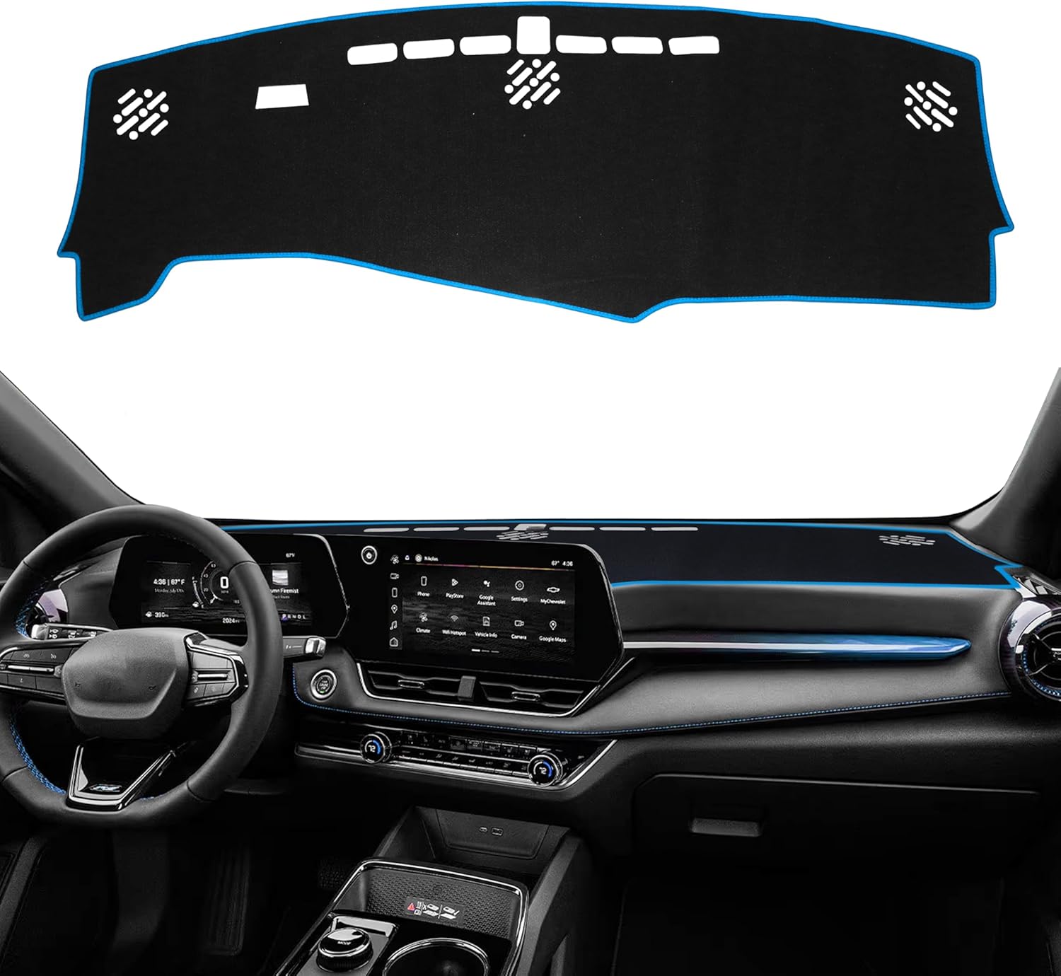 Dash Cover for 2025 2026 Chevy Equinox Accessories Dashboard Cover Mat Non Slip Pad Center Console Carpet Protector Sunshield Custom Fit Chevrolet Equinox(Not for EV), Blue Trim
