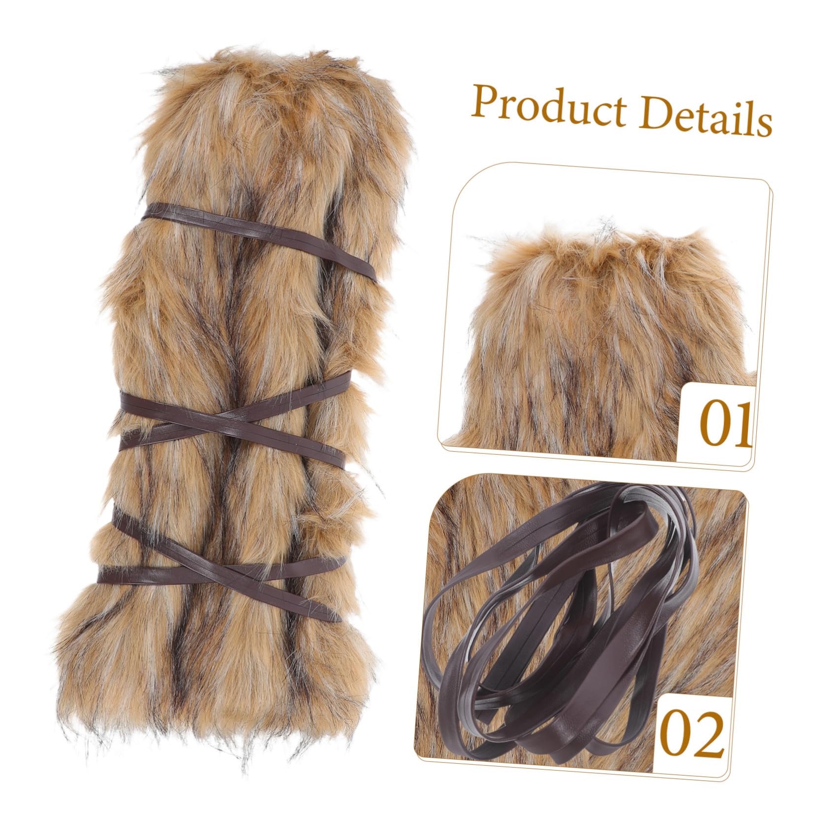 Tofficu 3 Paia Scaldamuscoli Invernali in Pelliccia Sintetica con Lacci, Accessori Vichinga Unisex per Cosplay, Avvolgimenti Gambe Resistenti all’Usura, per Festival Rinascimentali