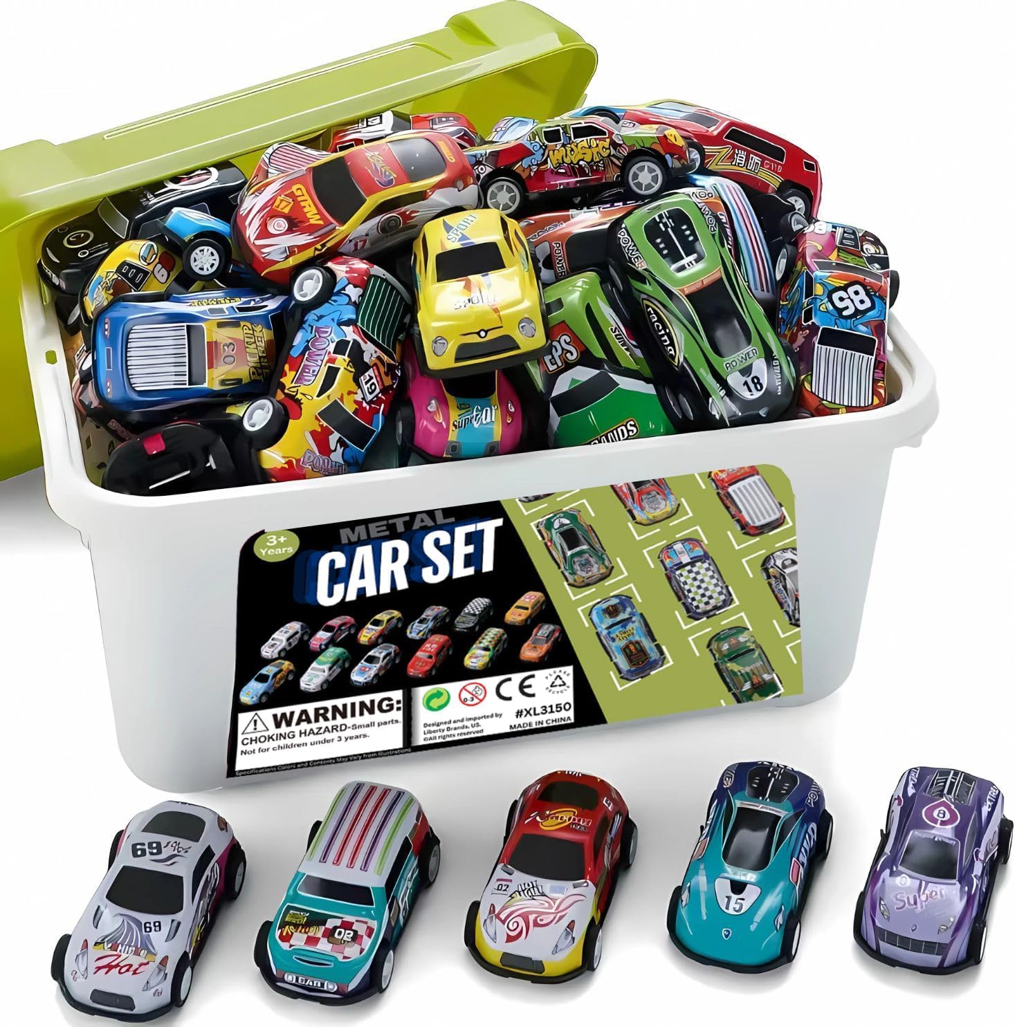 TOYBY 30 Pack Pull Back Toys Cars for Kids, Mini Vehicles Toy Bulk Party Favor Race Cars Toys with Storage Box, Goodie Bag Stuffers, Kids Toy Cars for Boys Girls Toddlers 1 2 3 4 5 6 Years Old