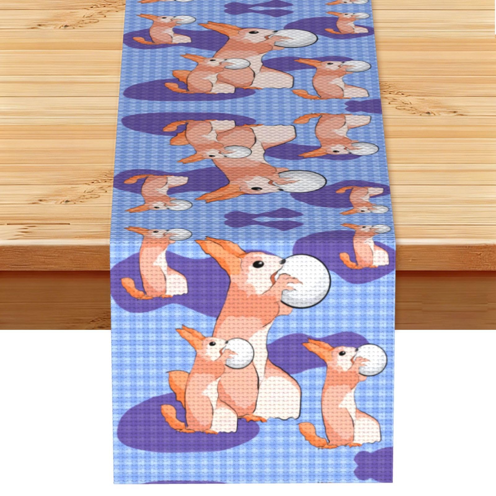 rabbit holding the ball Linen Feel Table Runner Wedding Party Home Decoration