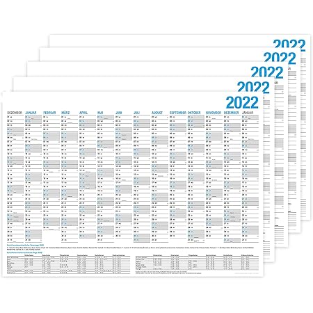 Set Of 5 2021/2022 Wall Calendars – A4 Landscape – Desk Calendar, Year  Planner, Year Calendar & Holidays : Amazon.de: Stationery & Office Supplies