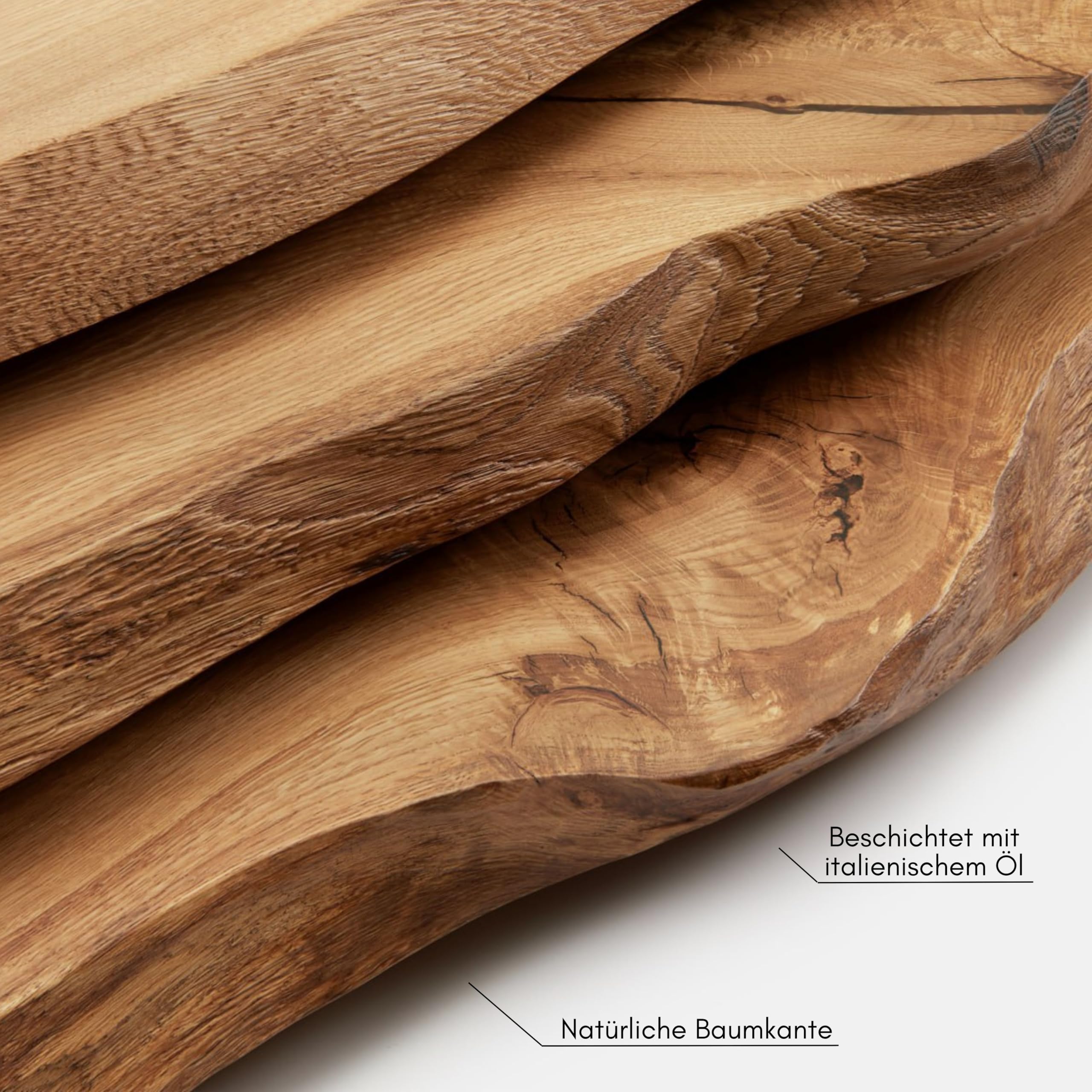 BestLoft Waschtischplatte Holz (Länge: 50 cm/Breite: 35-40 cm) Waschtisch Holz Eichenbrett Massiv 40 mm dick Tischplatte Baumkante Waschplätze rustikale Waschtischkonsole Massivholzplatte