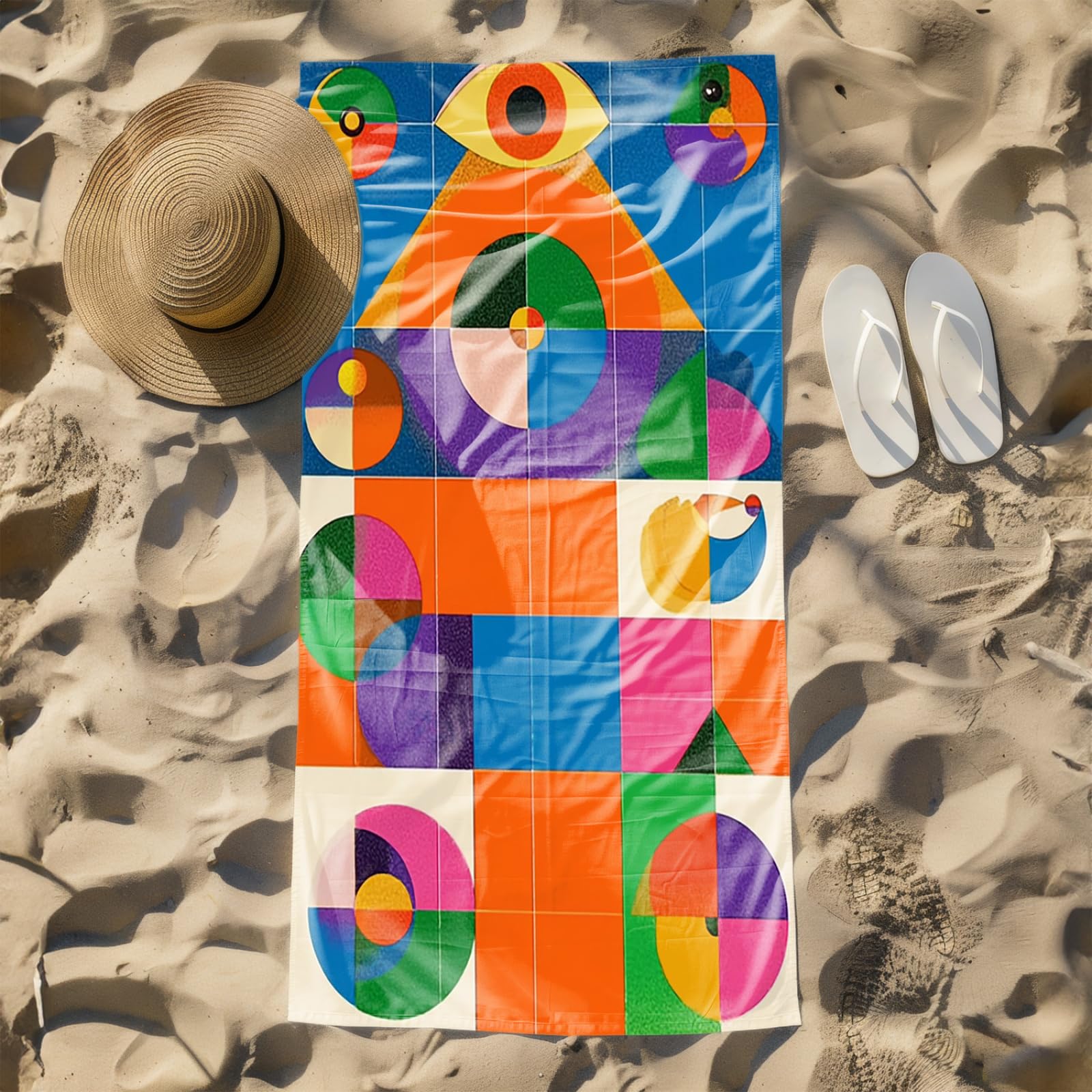 Genérico Toalla Playa Grande 100X200 Azul Naranja